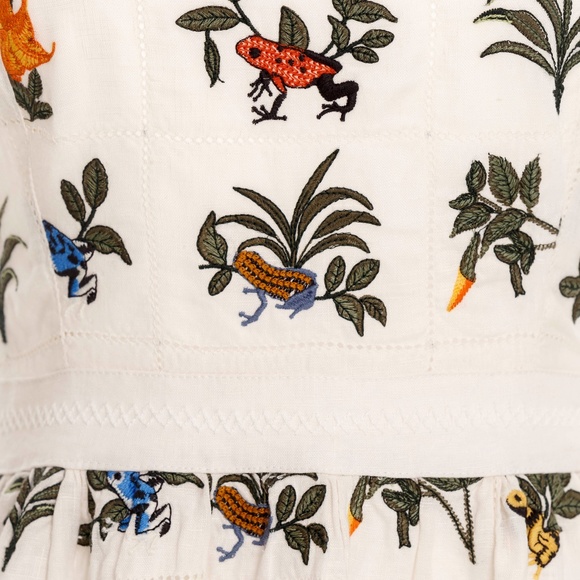 NWT Agua By Agua Bendita Lima Ranas Linen Mini Dress M - Picture 2 of 8